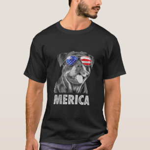 Camiseta Rottweiler 4 de julho Merica Men American Flag Su
