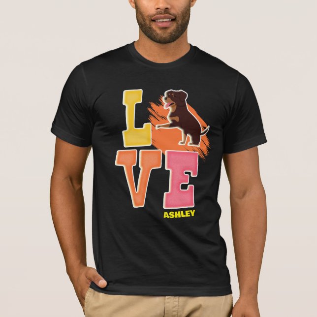 Camiseta Rottweiler ama cores bonitas (Frente)