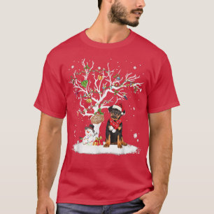 Camiseta Rottweiler Árvore de Inverno de inverno Cachorro d