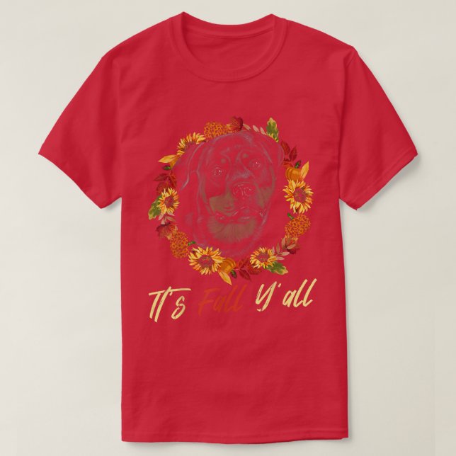 Camiseta Rottweiler Autumn Fall Season Leopard Pumpkin (Frente do Design)