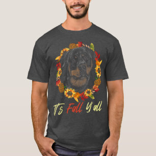 Camiseta Rottweiler Autumn Fall Season Leopard Pumpkin