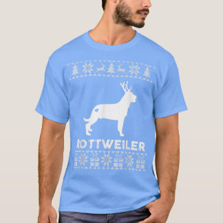 Camiseta Rottweiler Cachorro Lover Xmas Reindeer Feia Natal