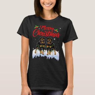Camiseta Rottweiler Cachorro Noite Divertido Papais noeis D