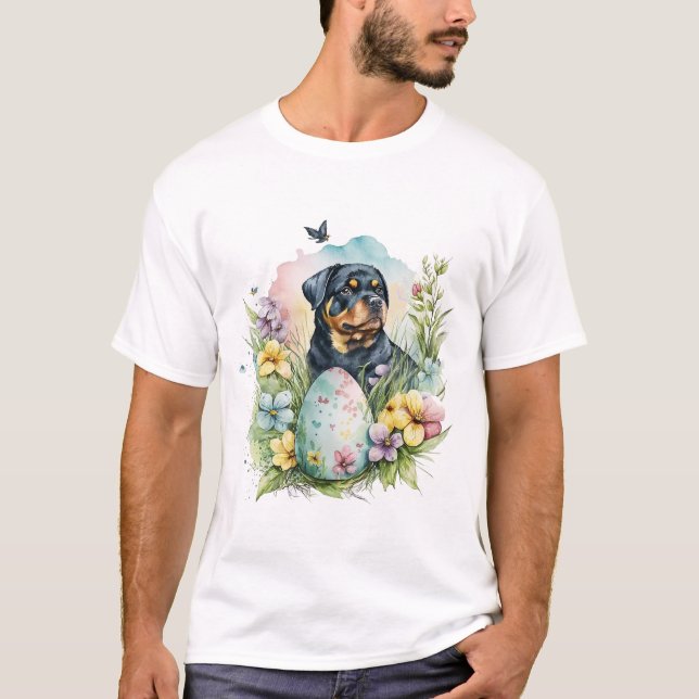 Camiseta Rottweiler Cachorro Páscoa, Felz pascoa Rottweiler (Frente)