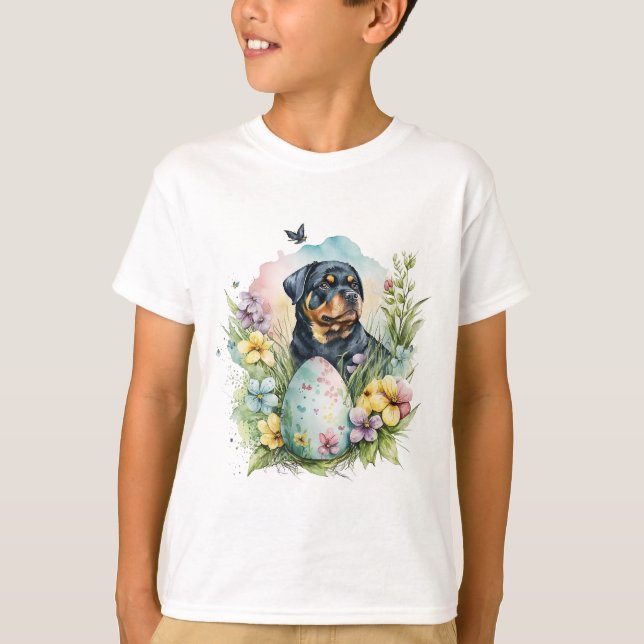 Camiseta Rottweiler Cachorro Páscoa, Felz pascoa Rottweiler (Frente)