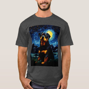 Camiseta Rottweiler Cachorro Starry Night Van Gogh Art Love