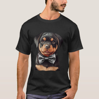Camiseta Rottweiler Cachorro Vestindo Arco Coletor Preto Lo