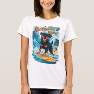 Camiseta Rottweiler Cães Surfing