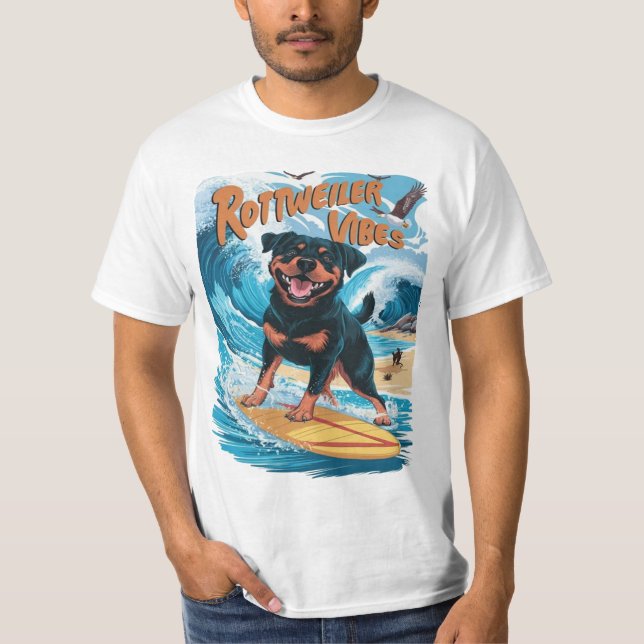 Camiseta Rottweiler Cães Surfing (Frente)