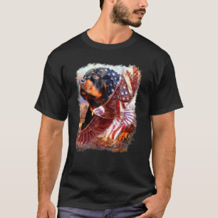 Camiseta Rottweiler Cão Americano Bandeira 4 de julho Indep