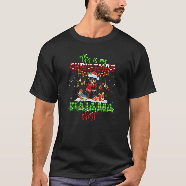 Camiseta Rottweiler Christmas Santa Hat Dog Xmas Men Women  (Frente)