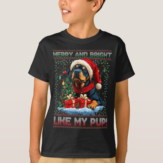 Camiseta Rottweiler Christmas Tree Decorations Dog Lover Xm (Frente)