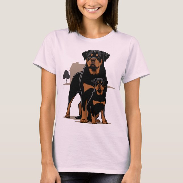 Camiseta Rottweiler Dad - Protection - Son - Home - Family (Frente)