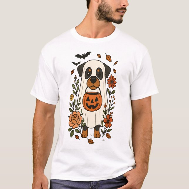 Camiseta Rottweiler de Halloween com Flores (Frente)