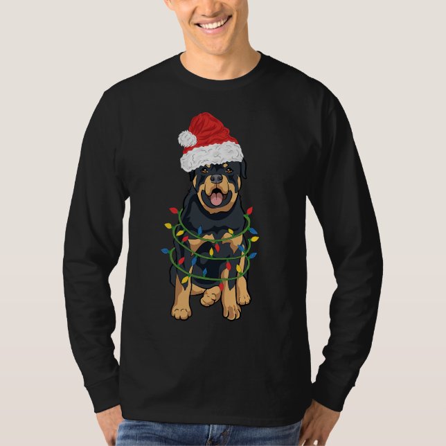 Camiseta Rottweiler De Natal Rottweiler Em Santa Hat E L (Frente)