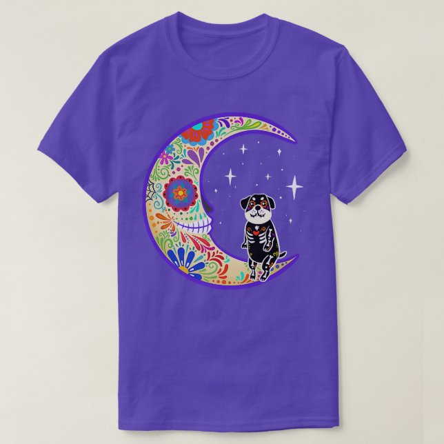 Camiseta Rottweiler Dia de Los Muertos Skeleton  (Frente do Design)