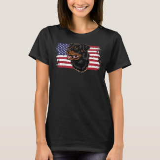 Camiseta Rottweiler Dog American Flag Buldogue