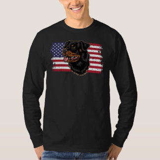 Camiseta Rottweiler Dog American Flag Buldogue