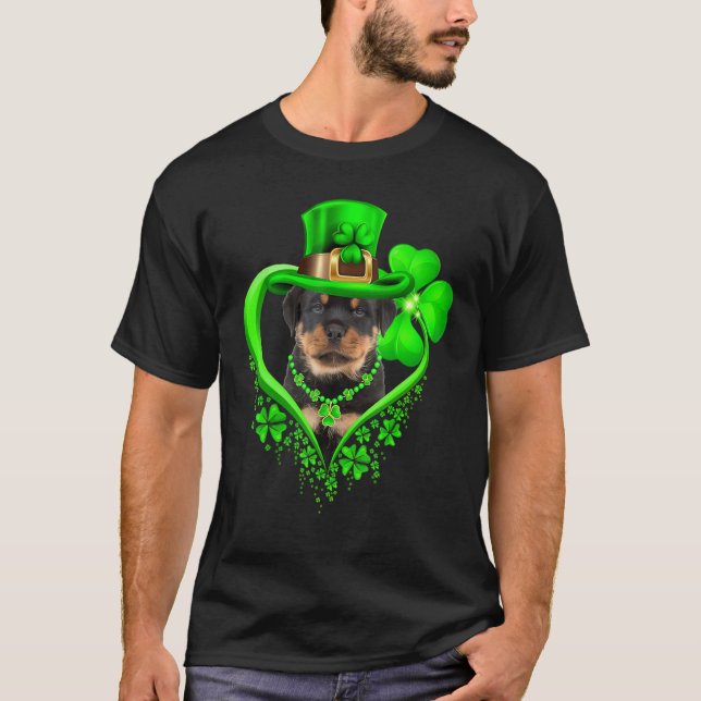 Camiseta Rottweiler Dog St Patricks Day Lover Irish Shamroc (Frente)