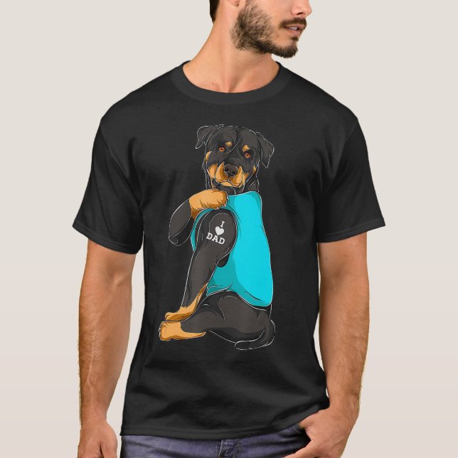 Camiseta Rottweiler Eu Adoro Pai De Cão Roupa De Tatuagem P (Frente)