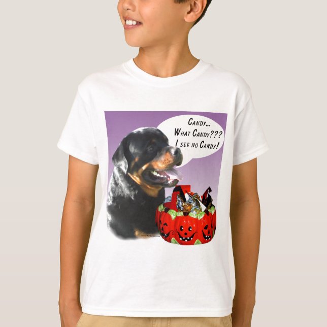 Camiseta Rottweiler Halloween Candy (Frente)