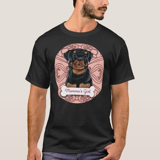 Camiseta Rottweiler Mamma S Girl Pale Pink (Frente)