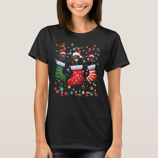 Camiseta Rottweiler Meias de Natal Xmas Rottie Dog Lover (Frente)