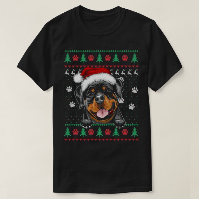 Camiseta Rottweiler Natal Feio Suar Engraçado Cachorro Rott (Frente do Design)