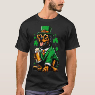 Camiseta Rottweiler Patricks Day Outfit Para Cão-Pão