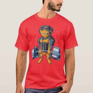Camiseta Rottweiler Pesando Engraçados Homens Fitnes