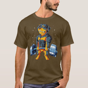 Camiseta Rottweiler Pesando Engraçados Homens Fitnes