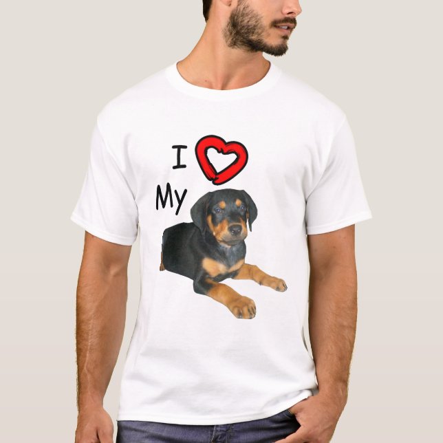 Camiseta Rottweiler Puppy Eu Amo Meu Rott (Frente)