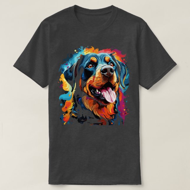 Camiseta Rottweiler Rainbow (Frente do Design)