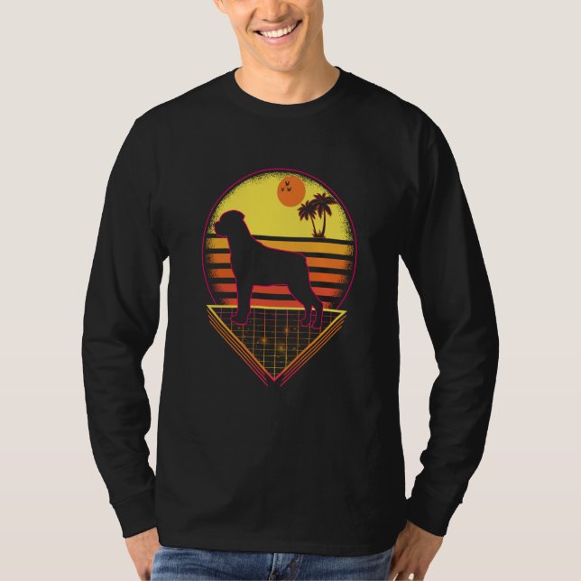 Camiseta Rottweiler Retro Sunset Vintage  Dog (Frente)