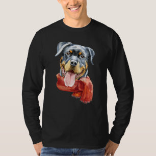 Camiseta Rottweiler Rocky Scarf Bem Comportado Cão Adorável