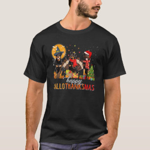 Camiseta Rottweiler Wizard Hat Turkey Santa Hat Happy Hallo