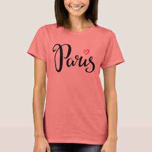 Camiseta Rotulação da escova de Paris com coração