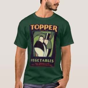 Camiseta Rótulo Antigo de Legumes Topper, Romance Art Déco