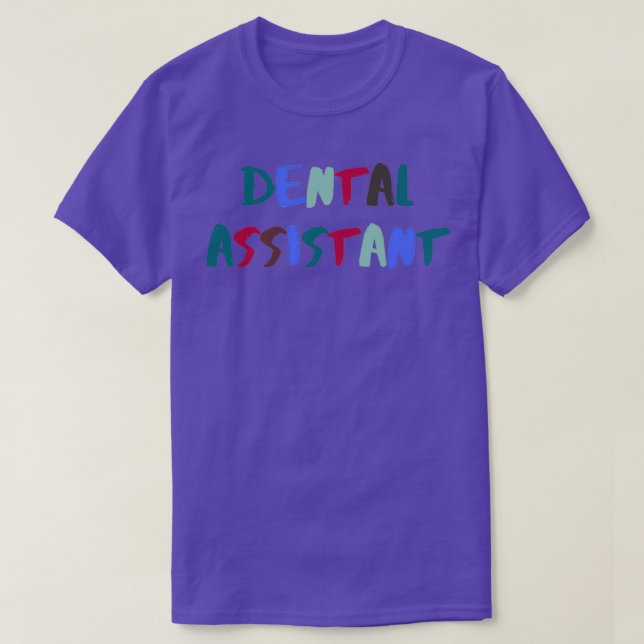 CAMISETA RÓTULO DA ARTSY COLORIDA DO ASSISTENTE DENTAL (Frente do Design)