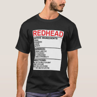 Camiseta Rótulo de aviso da ruiva Cabeça vermelha Humor Eng