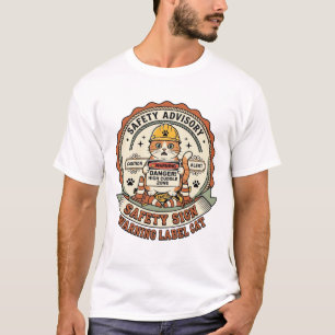 Camiseta Rótulo de aviso de sinal de segurança do gato Rótu