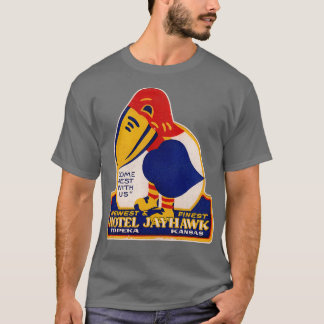 Camiseta Rótulo de Bagagens do Defunct Hotel Jayhawk Topeka