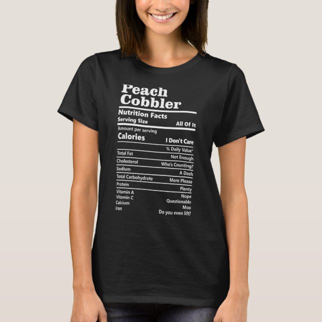 Camiseta Rótulo de Calorias de Comida com Fatos de Nutrição (Frente)