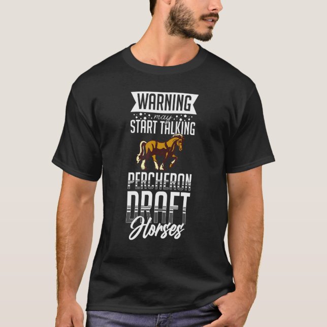 Camiseta Rótulo de Cavalo de Percheron Draft Horse Riding S (Frente)