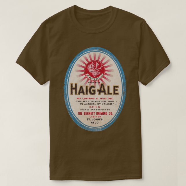 Camiseta Rótulo de Cerveja da Terra Nova Haig Ale T (Frente do Design)