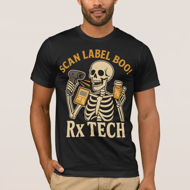 Camiseta Rótulo de digitalização Boo Rx Tech Pharmemeen (Frente)