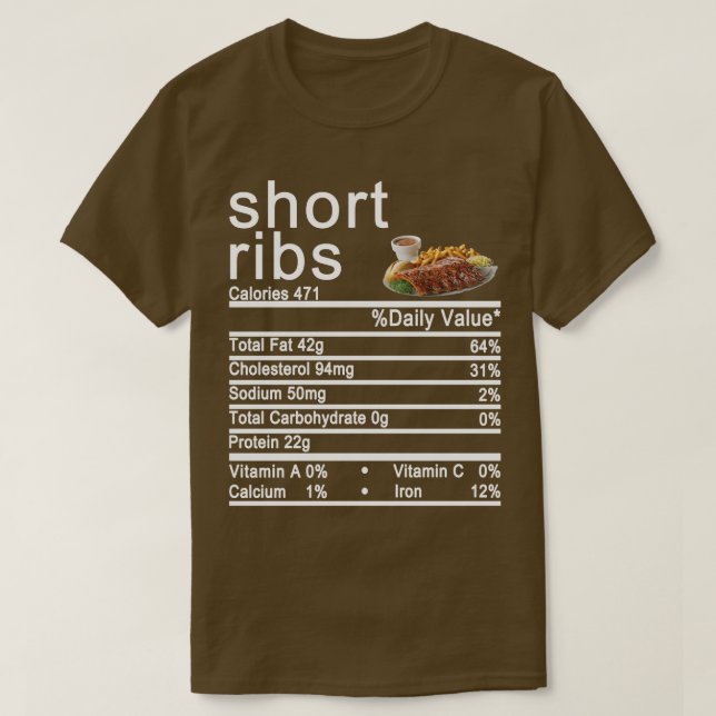 Camiseta Rótulo de Fatos Nutricionais com costelas curtas (Frente do Design)