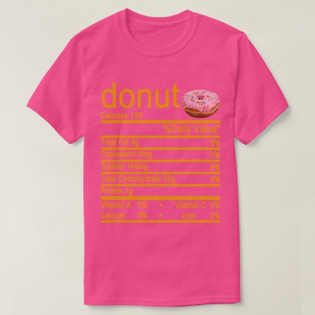 Camiseta Rótulo de Fatos Nutricionais da rosquinha (Frente do Design)