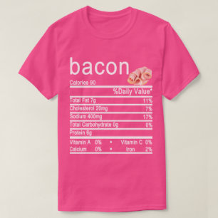 Camiseta rótulo de Fatos Nutricionais de Bacon