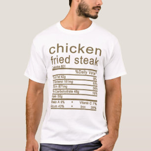 Camiseta Rótulo de Fatos Nutricionais de Bife Frito em Fra